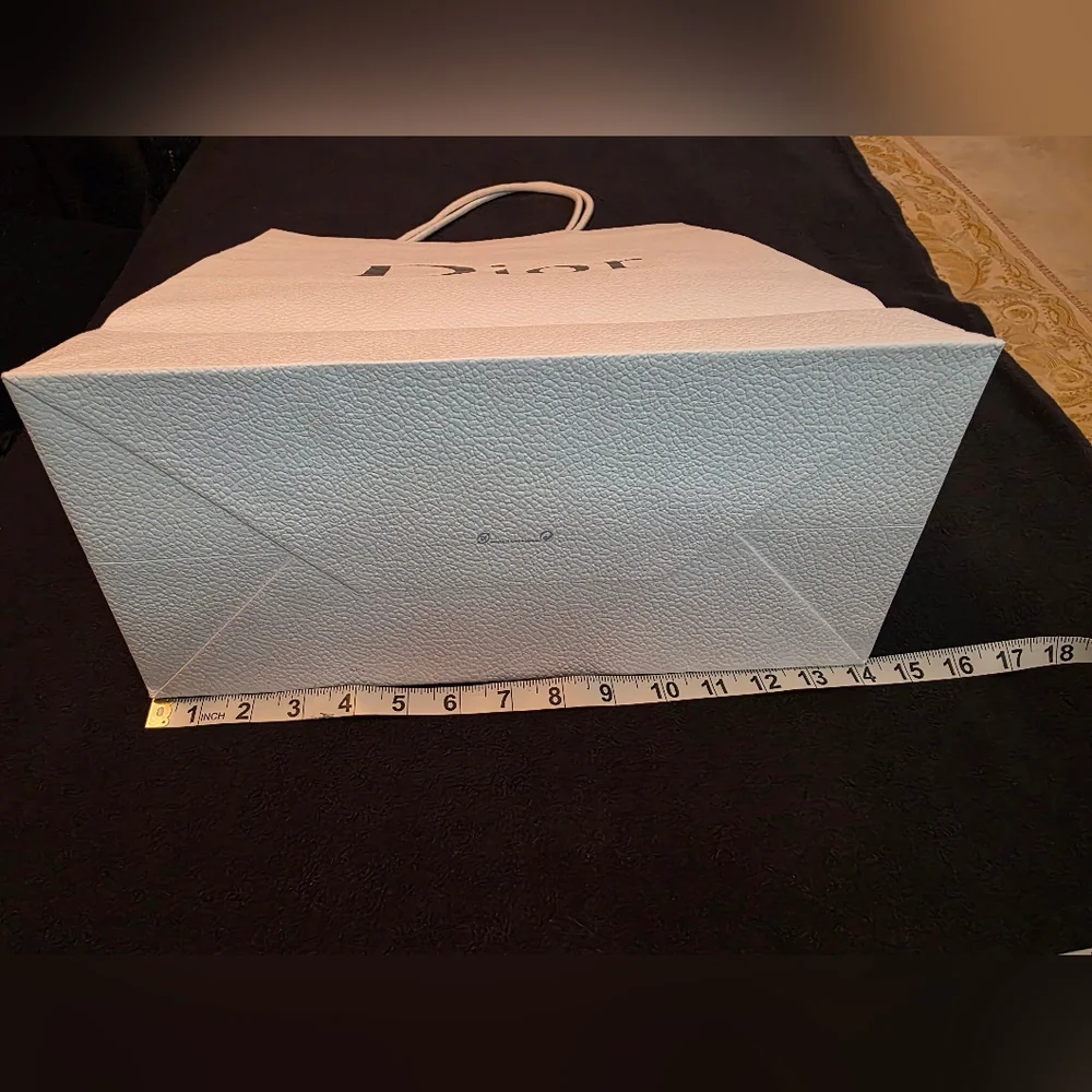 Authentic Dior White Textured Shopping Bag – Large Size, 18” x 15” x 5.5”